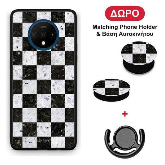 Marble Square Geometric - OnePlus 7T θήκη + Δώρο Phone Holder & Βάση Αυτοκινήτου