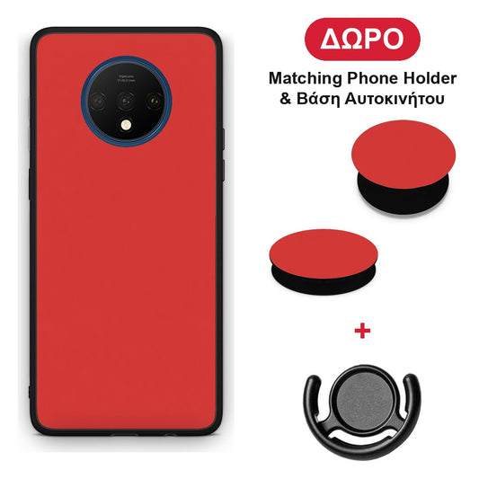 Poppy Red - OnePlus 7T θήκη + Δώρο Phone Holder & Βάση Αυτοκινήτου