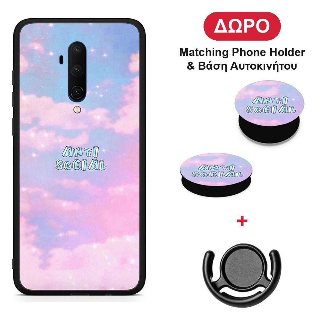 Anti Social - OnePlus 7T Pro θήκη + Δώρο Phone Holder & Βάση Αυτοκινήτου