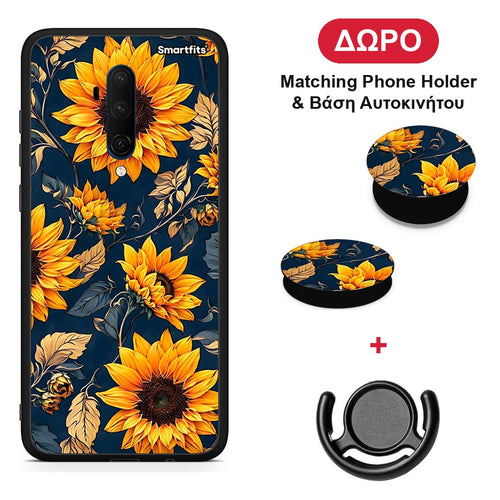 Autumn Sunflowers - OnePlus 7T Pro θήκη + Δώρο Phone Holder & Βάση Αυτοκινήτου