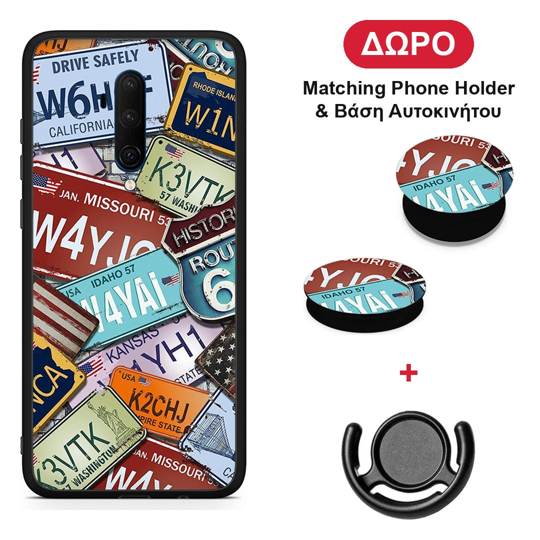 Car Plates - OnePlus 7T Pro θήκη + Δώρο Phone Holder & Βάση Αυτοκινήτου