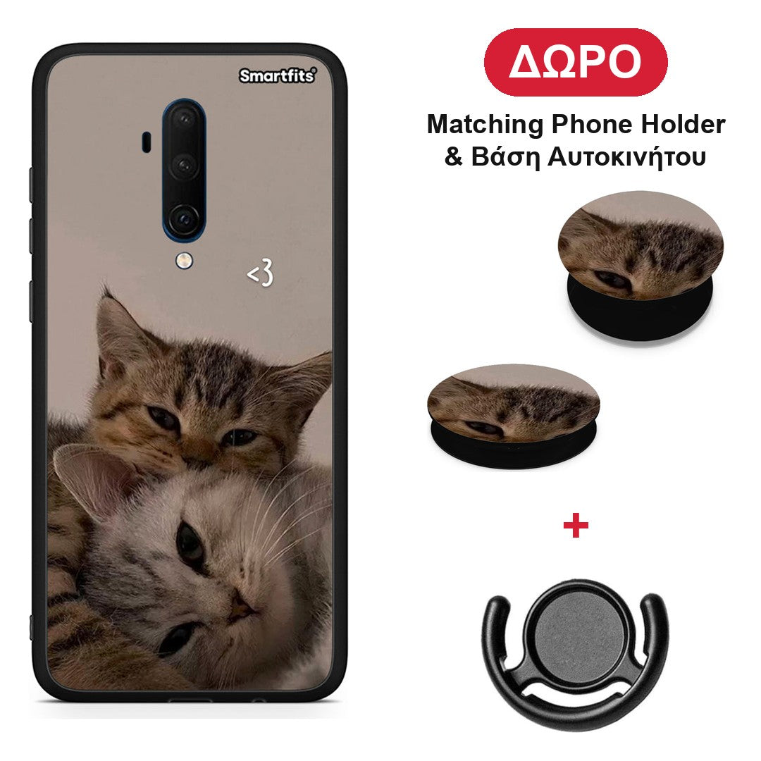 Cats In Love - OnePlus 7T Pro θήκη + Δώρο Phone Holder & Βάση Αυτοκινήτου