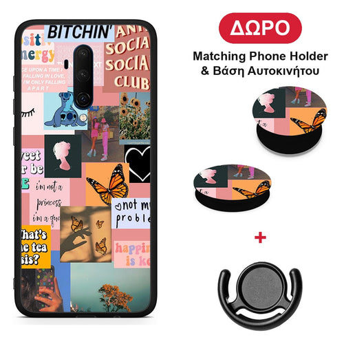 Collage Bitchin - OnePlus 7T Pro θήκη + Δώρο Phone Holder & Βάση Αυτοκινήτου