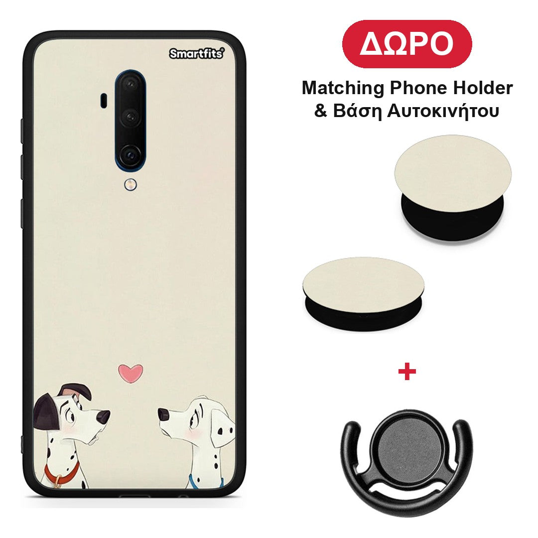 Dalmatians Love - OnePlus 7T Pro θήκη + Δώρο Phone Holder & Βάση Αυτοκινήτου