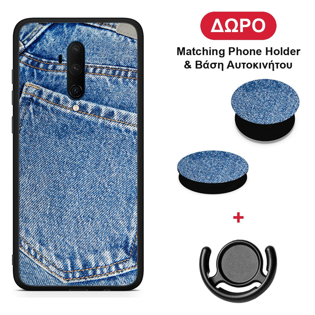 Jeans Pocket - OnePlus 7T Pro θήκη + Δώρο Phone Holder & Βάση Αυτοκινήτου