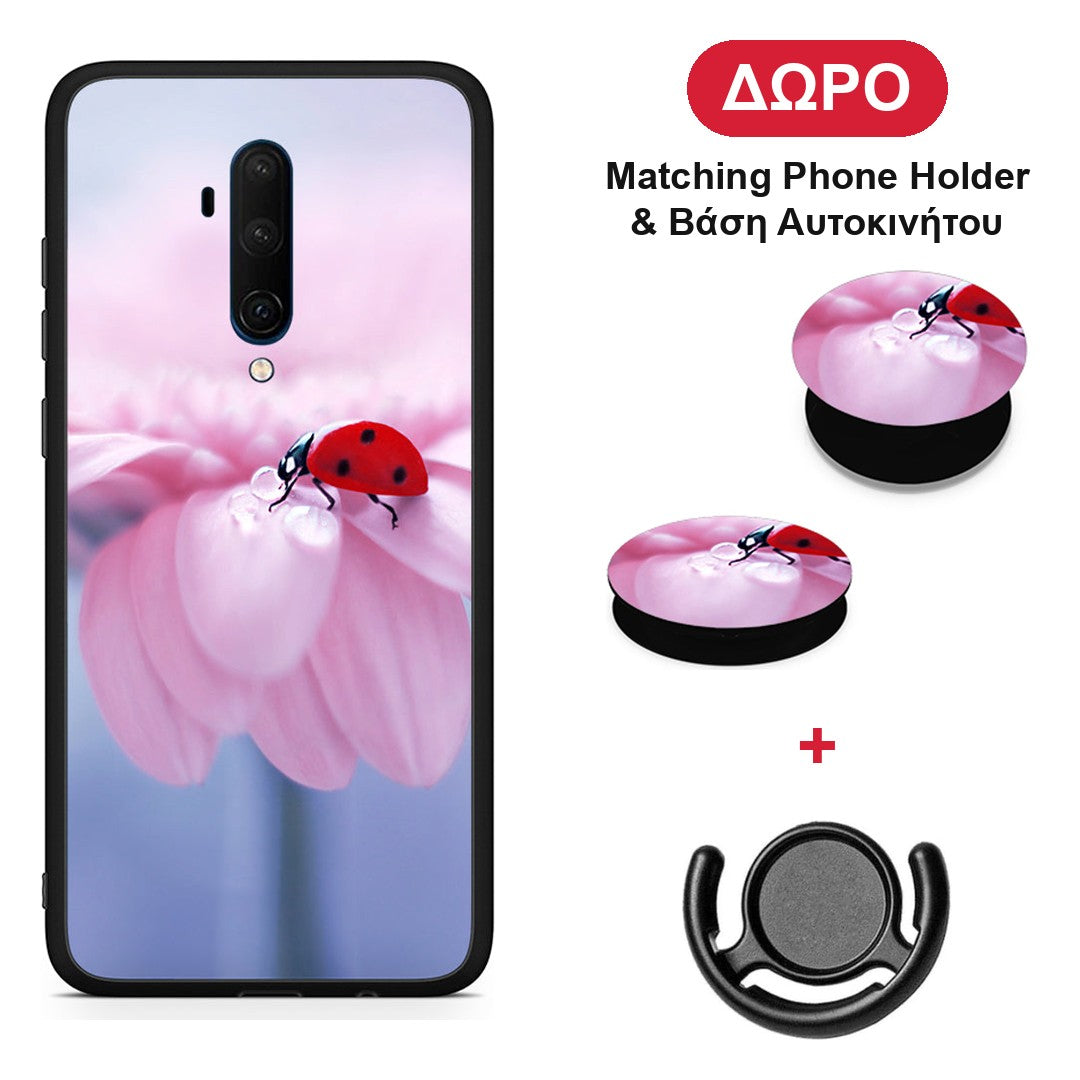 Ladybug Flower - OnePlus 7T Pro θήκη + Δώρο Phone Holder & Βάση Αυτοκινήτου