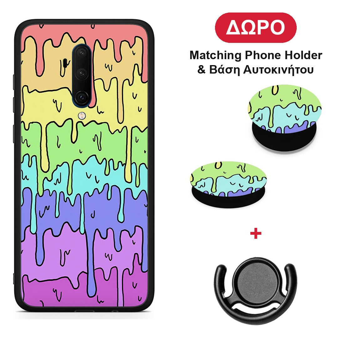 Melting Rainbow - OnePlus 7T Pro θήκη + Δώρο Phone Holder & Βάση Αυτοκινήτου