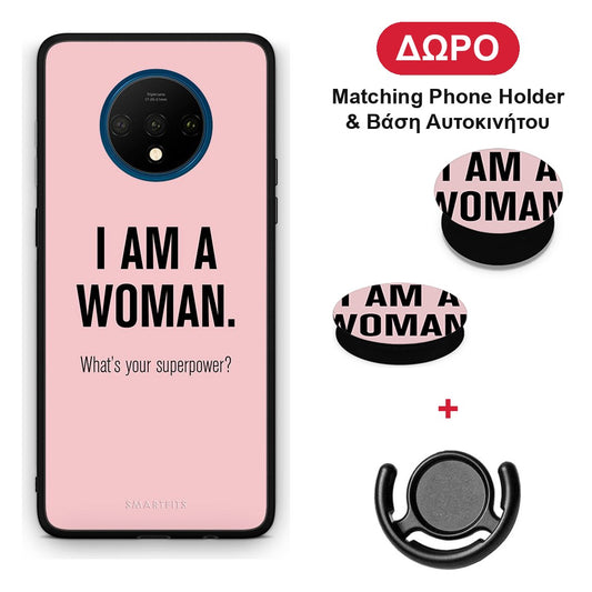 Superpower Woman - OnePlus 7T θήκη + Δώρο Phone Holder & Βάση Αυτοκινήτου