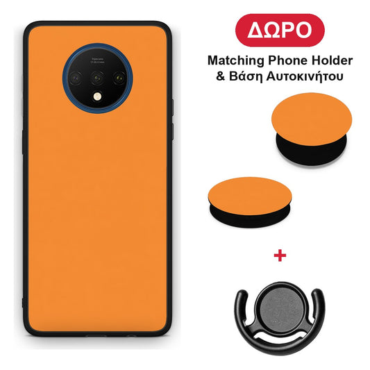 Tangerine Orange - OnePlus 7T θήκη + Δώρο Phone Holder & Βάση Αυτοκινήτου