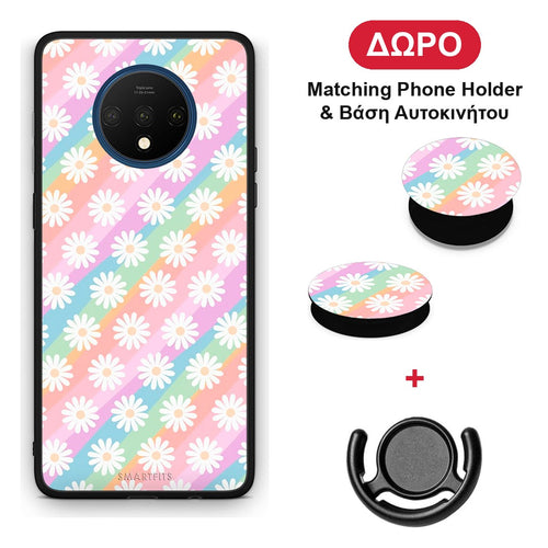 White Daisies - OnePlus 7T θήκη + Δώρο Phone Holder & Βάση Αυτοκινήτου