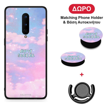 Anti Social - OnePlus 8 θήκη + Δώρο Phone Holder & Βάση Αυτοκινήτου