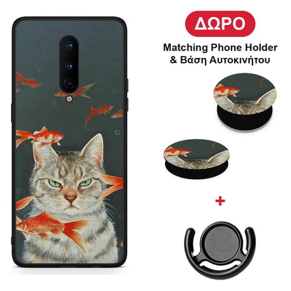 Cat Goldfish - OnePlus 8 θήκη + Δώρο Phone Holder & Βάση Αυτοκινήτου
