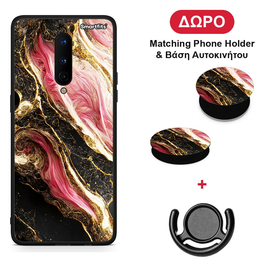 Glamorous Pink Marble - OnePlus 8 θήκη + Δώρο Phone Holder & Βάση Αυτοκινήτου