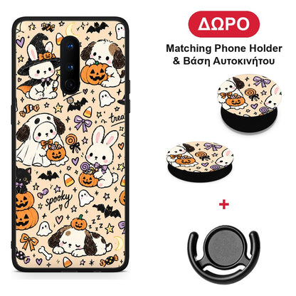 Halloween Puppies and Friends on Cream - OnePlus 8 θήκη + Δώρο Phone Holder & Βάση Αυτοκινήτου
