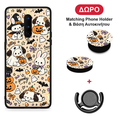 Halloween Puppies and Friends on Cream - OnePlus 8 θήκη + Δώρο Phone Holder & Βάση Αυτοκινήτου