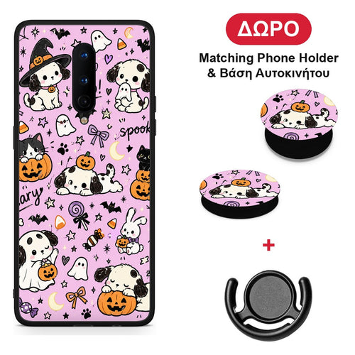 Halloween Puppies and Friends on Lilac - OnePlus 8 θήκη + Δώρο Phone Holder & Βάση Αυτοκινήτου