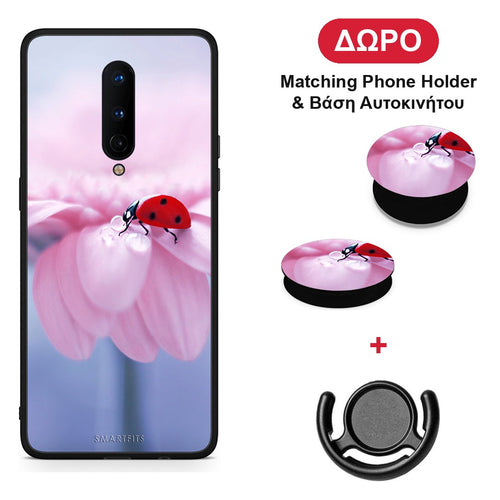 Ladybug Flower - OnePlus 8 θήκη + Δώρο Phone Holder & Βάση Αυτοκινήτου