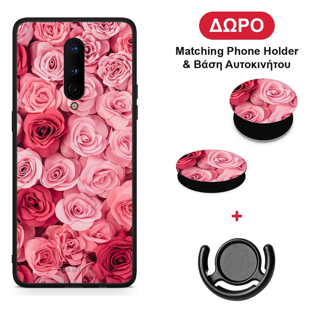 Valentine RoseGarden - OnePlus 8 θήκη + Δώρο Phone Holder & Βάση Αυτοκινήτου