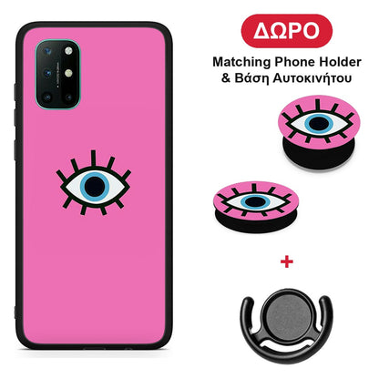 Blue Eye Pink - OnePlus 8T θήκη + Δώρο Phone Holder & Βάση Αυτοκινήτου