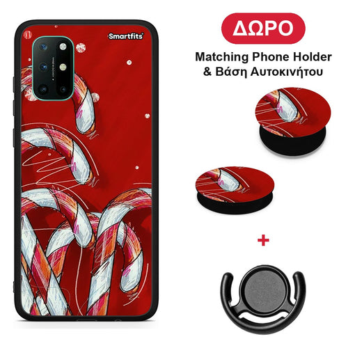 Candy Cane - OnePlus 8T θήκη + Δώρο Phone Holder & Βάση Αυτοκινήτου