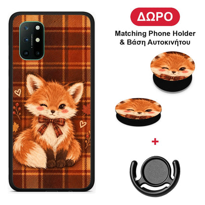 Fox on Autumn Tartan - OnePlus 8T θήκη + Δώρο Phone Holder & Βάση Αυτοκινήτου