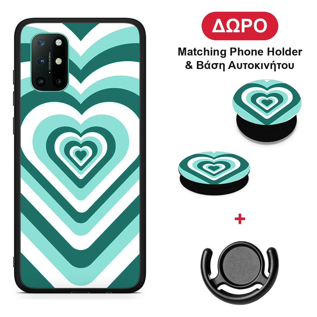 Green Hearts - OnePlus 8T θήκη + Δώρο Phone Holder & Βάση Αυτοκινήτου