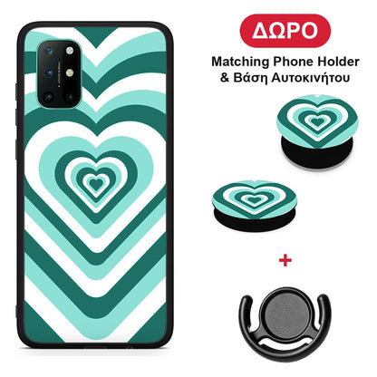 Green Hearts - OnePlus 8T θήκη + Δώρο Phone Holder & Βάση Αυτοκινήτου