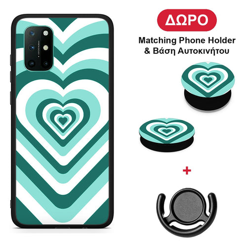 Green Hearts - OnePlus 8T θήκη + Δώρο Phone Holder & Βάση Αυτοκινήτου