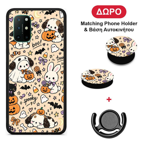 Halloween Puppies and Friends on Cream - OnePlus 8T θήκη + Δώρο Phone Holder & Βάση Αυτοκινήτου