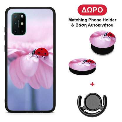 Ladybug Flower - OnePlus 8T θήκη + Δώρο Phone Holder & Βάση Αυτοκινήτου
