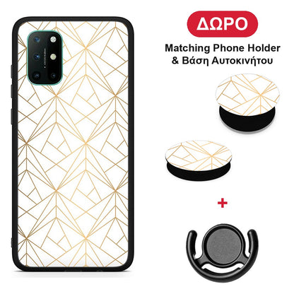 Geometric Luxury White - OnePlus 8T θήκη + Δώρο Phone Holder & Βάση Αυτοκινήτου