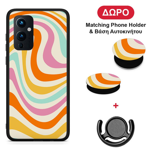 Colourful Waves - OnePlus 9 θήκη + Δώρο Phone Holder & Βάση Αυτοκινήτου