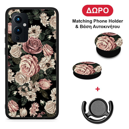 Flower Wild Roses - OnePlus 9 θήκη + Δώρο Phone Holder & Βάση Αυτοκινήτου