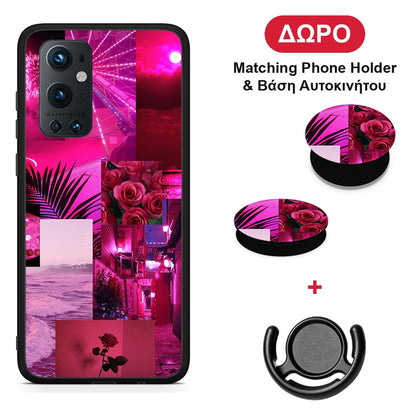 Collage Red Roses - OnePlus 9 Pro θήκη + Δώρο Phone Holder & Βάση Αυτοκινήτου