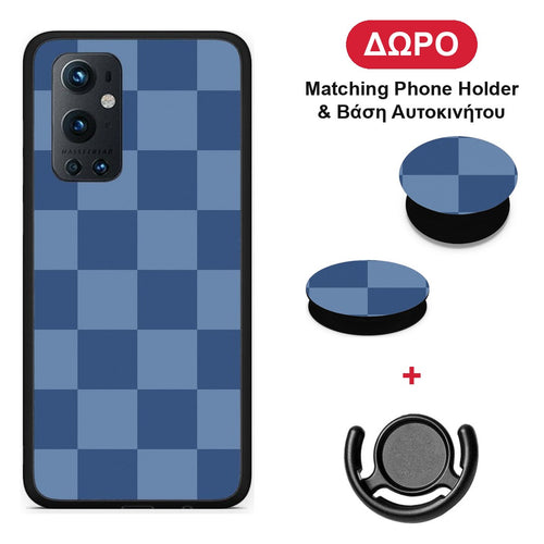 Denim Blue Checkerboard - OnePlus 9 Pro θήκη + Δώρο Phone Holder & Βάση Αυτοκινήτου