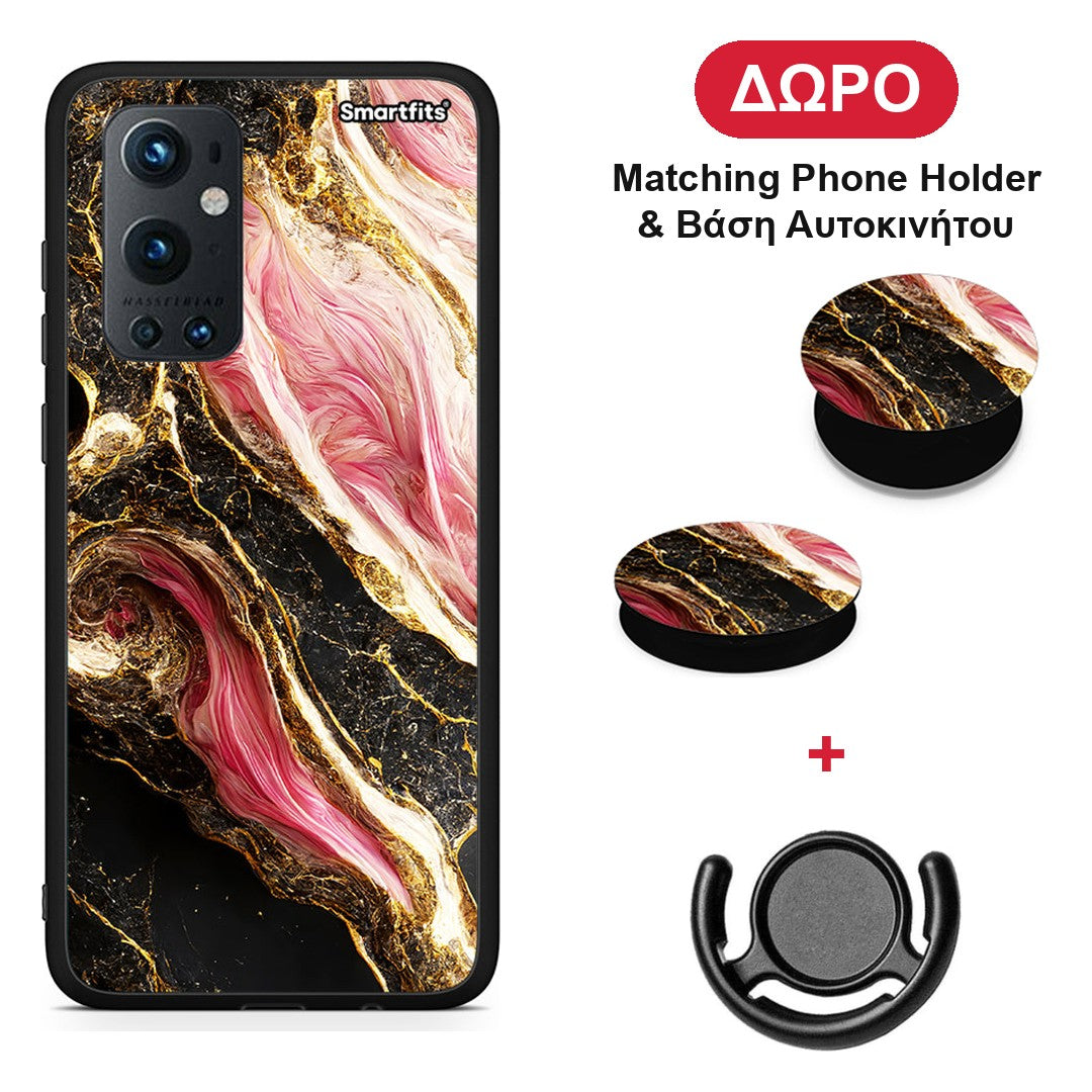 Glamorous Pink Marble - OnePlus 9 Pro θήκη + Δώρο Phone Holder & Βάση Αυτοκινήτου