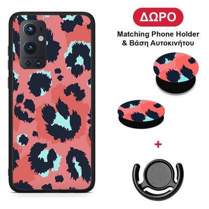 Animal Pink Leopard - OnePlus 9 Pro θήκη + Δώρο Phone Holder & Βάση Αυτοκινήτου
