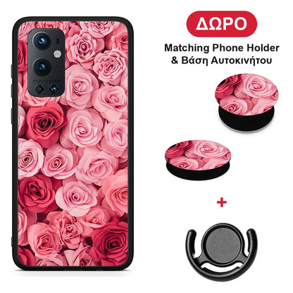 Valentine RoseGarden - OnePlus 9 Pro θήκη + Δώρο Phone Holder & Βάση Αυτοκινήτου