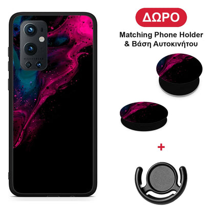 Watercolor Pink Black - OnePlus 9 Pro θήκη + Δώρο Phone Holder & Βάση Αυτοκινήτου