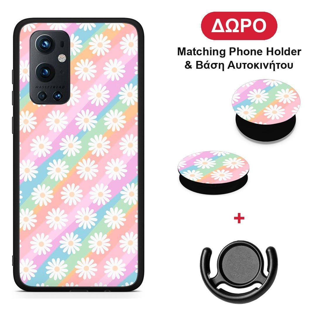 White Daisies - OnePlus 9 Pro θήκη + Δώρο Phone Holder & Βάση Αυτοκινήτου