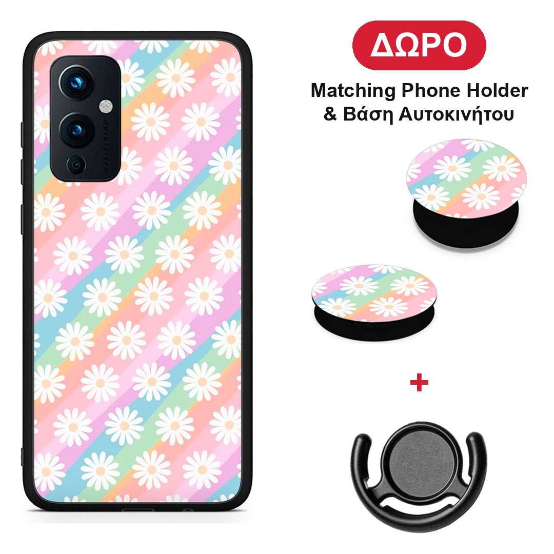 White Daisies - OnePlus 9 θήκη + Δώρο Phone Holder & Βάση Αυτοκινήτου