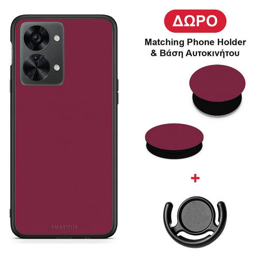 Burgundy - OnePlus Nord 2T θήκη + Δώρο Phone Holder & Βάση Αυτοκινήτου