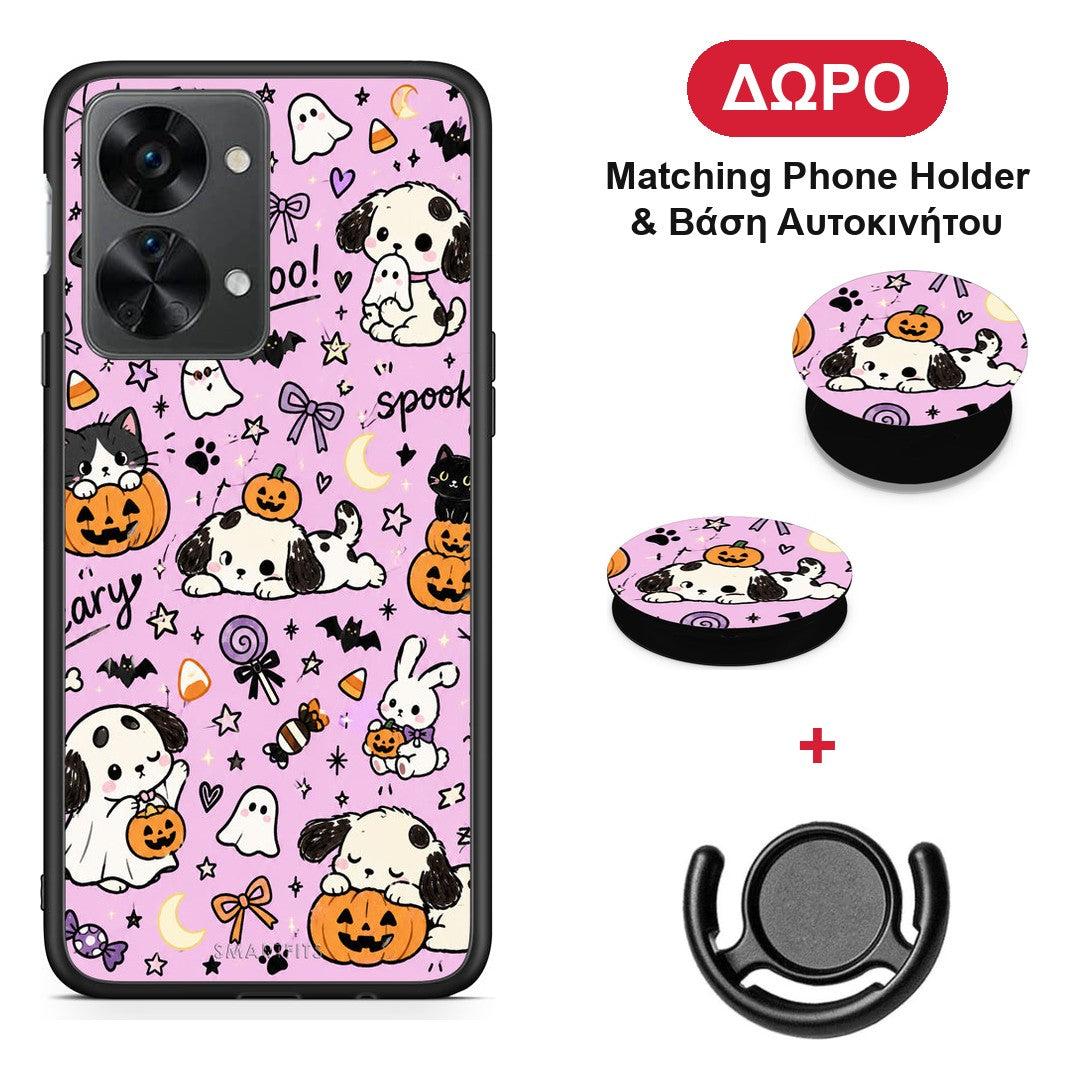 Halloween Puppies and Friends on Lilac - OnePlus Nord 2T θήκη + Δώρο Phone Holder & Βάση Αυτοκινήτου