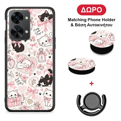 Pink Bows and Kittens Collage - OnePlus Nord 2T θήκη + Δώρο Phone Holder & Βάση Αυτοκινήτου