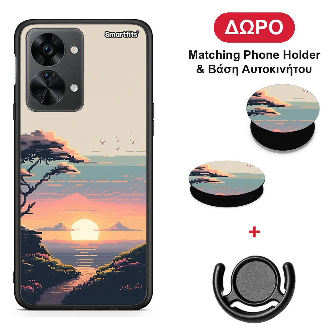 Pixel Sunset - OnePlus Nord 2T θήκη + Δώρο Phone Holder & Βάση Αυτοκινήτου