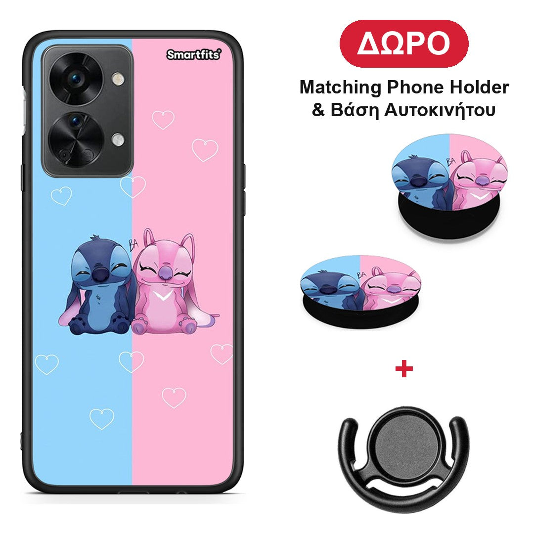 Stitch And Angel - OnePlus Nord 2T θήκη + Δώρο Phone Holder & Βάση Αυτοκινήτου