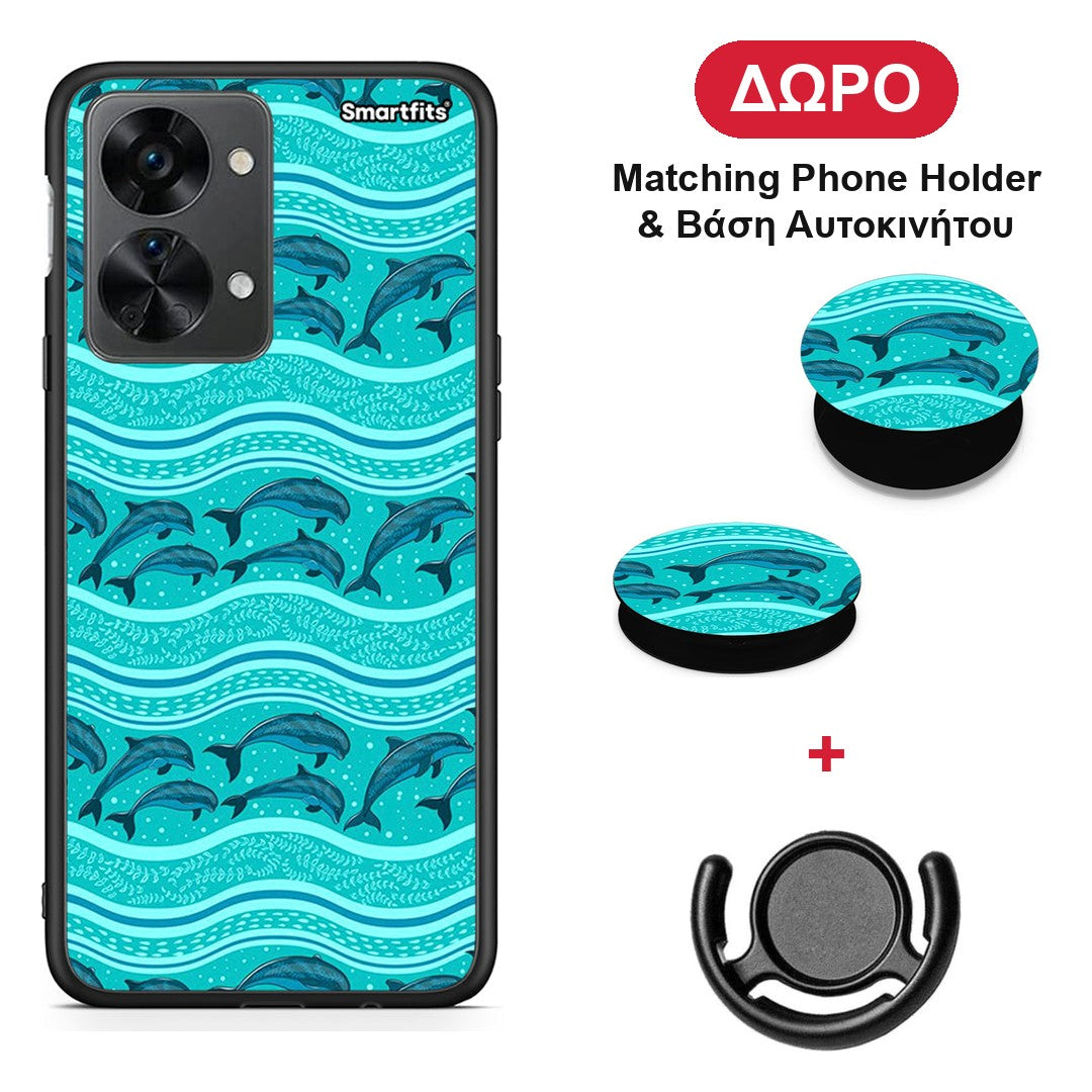 Swimming Dolphins - OnePlus Nord 2T θήκη + Δώρο Phone Holder & Βάση Αυτοκινήτου