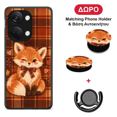 Fox on Autumn Tartan - OnePlus Nord 3 θήκη + Δώρο Phone Holder & Βάση Αυτοκινήτου