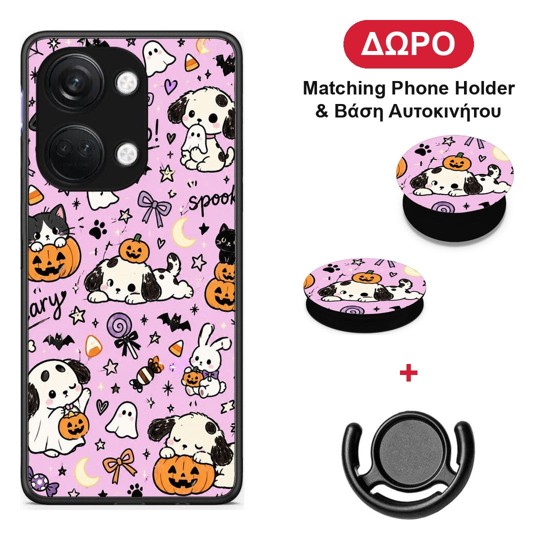 Halloween Puppies and Friends on Lilac - OnePlus Nord 3 θήκη + Δώρο Phone Holder & Βάση Αυτοκινήτου