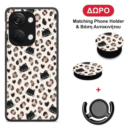 Leopard Spots and Black Cats on Cream - OnePlus Nord 3 θήκη + Δώρο Phone Holder & Βάση Αυτοκινήτου